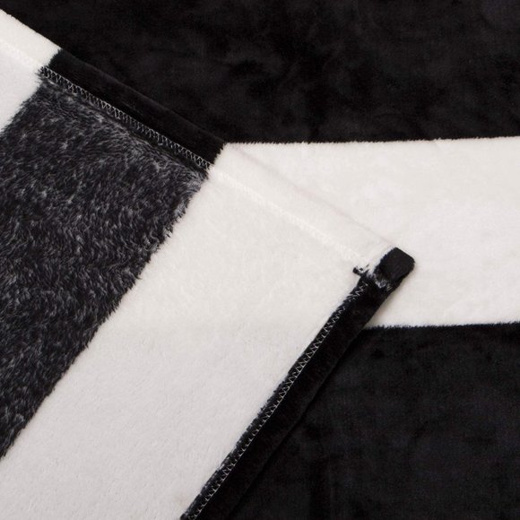 Halloween Flannel Blanket Black White Stripe King - Picture 5 of 7